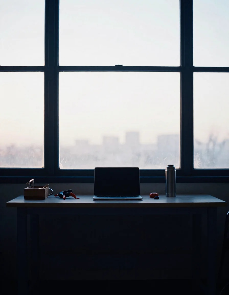 Un escritorio al amanecer.