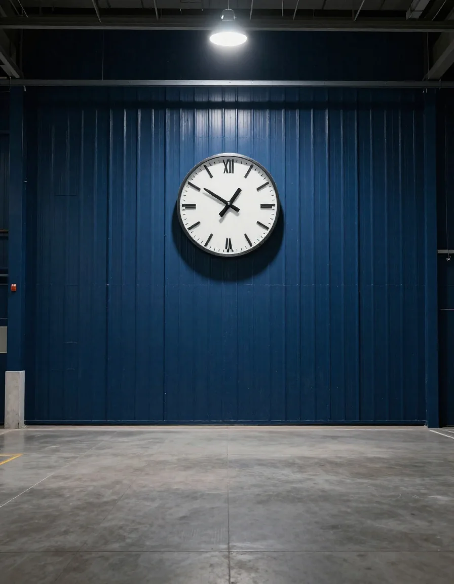 Un reloj de pared sobre un escritorio.