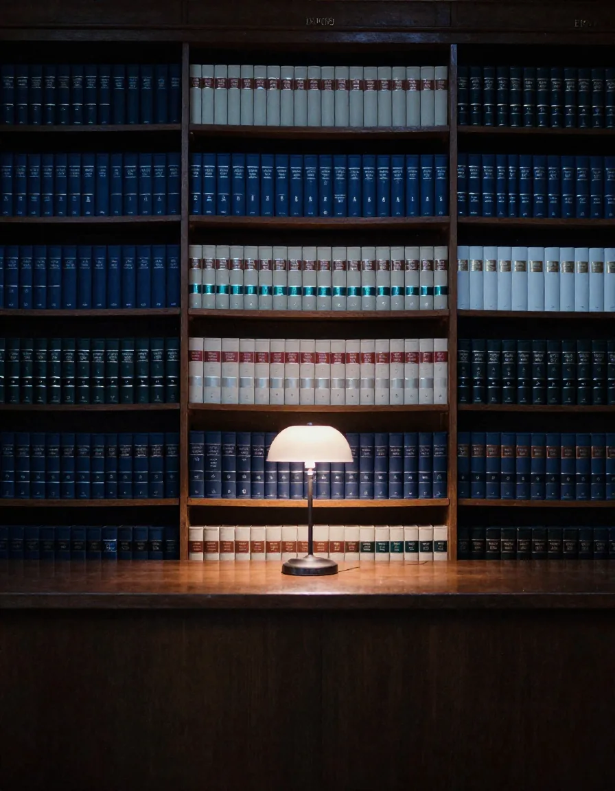 Libros de derecho en una biblioteca.