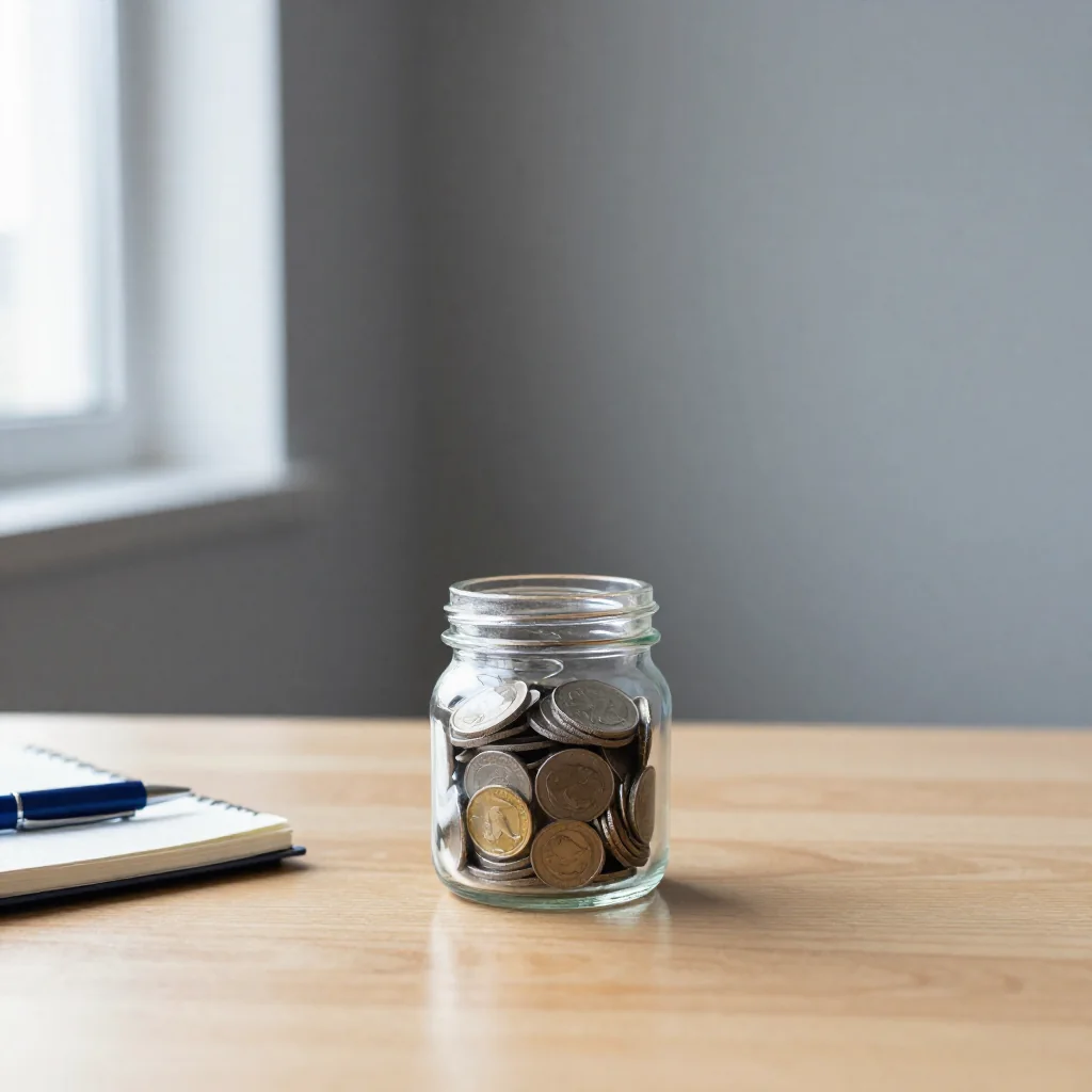 Pilas de monedas sobre una mesa.
