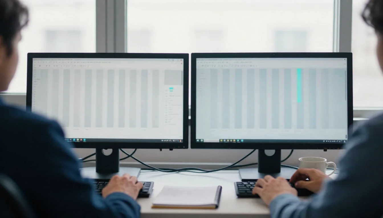 El escritorio donde nació Lead Desk: dos monitores, una libreta y un CRM que todavía no existía.