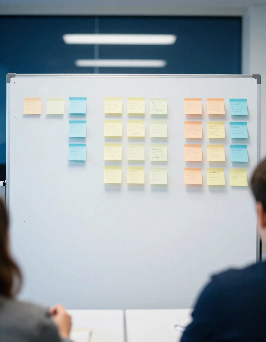 Build vs buy, en una pizarra: columnas de lo que se compra y de lo que se construye.