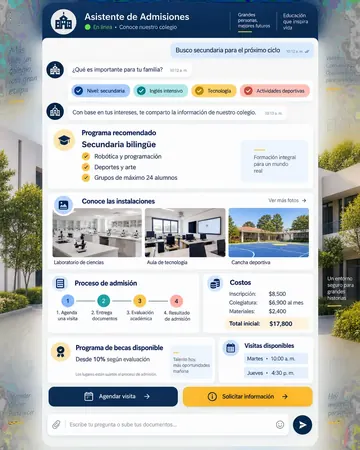 Pantalla del asistente de colegios