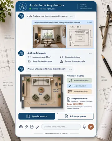 Pantalla del asistente de despachos de arquitectura