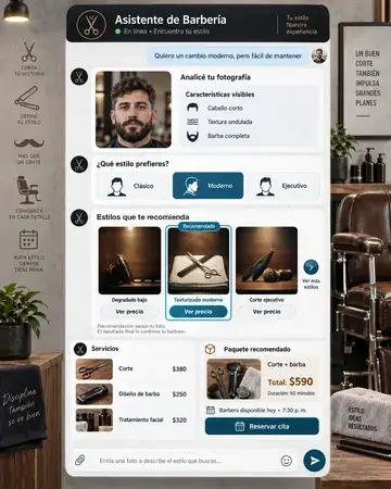 Pantalla del asistente de barberías