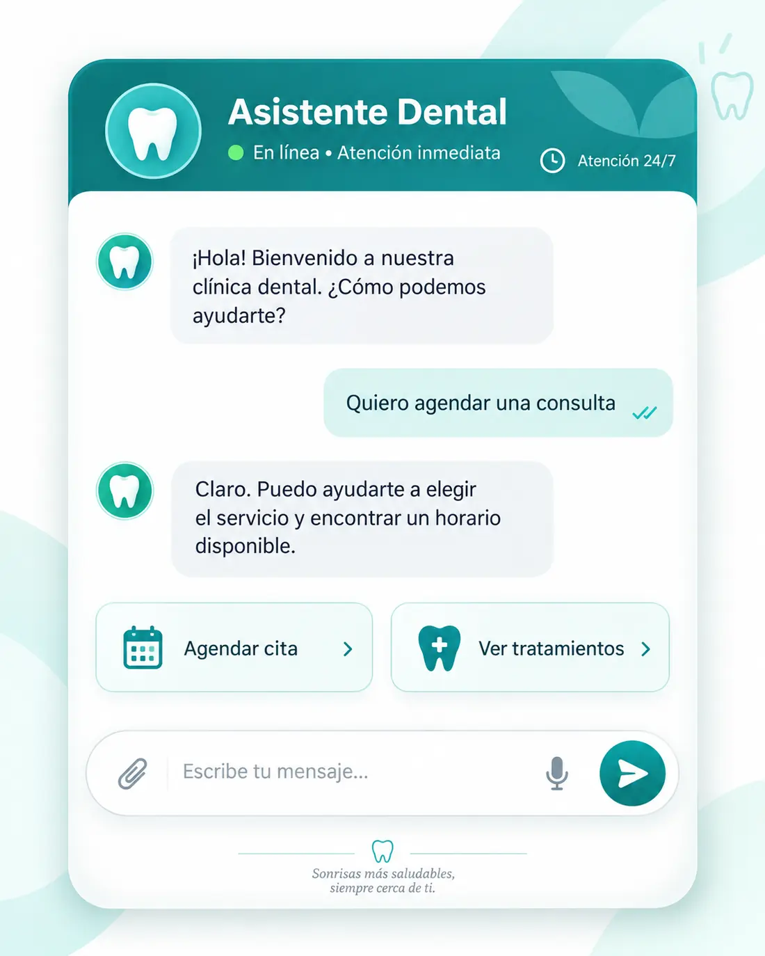 Pantalla del asistente de clínicas dentales