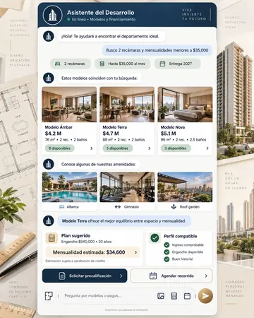 Pantalla del asistente de desarrollos inmobiliarios
