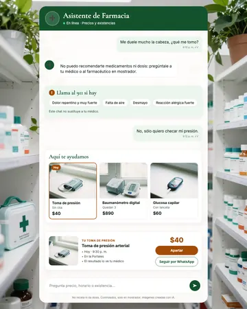 Pantalla del asistente de farmacias