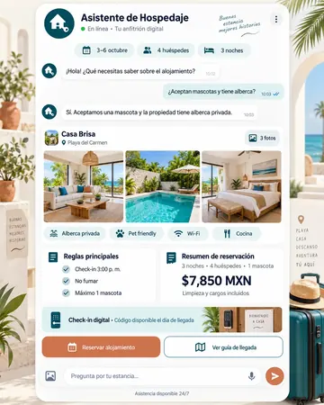 Pantalla del asistente de rentas vacacionales