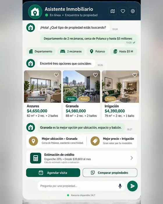 Asistente de una inmobiliaria que agenda la visita y pide los datos del interesado