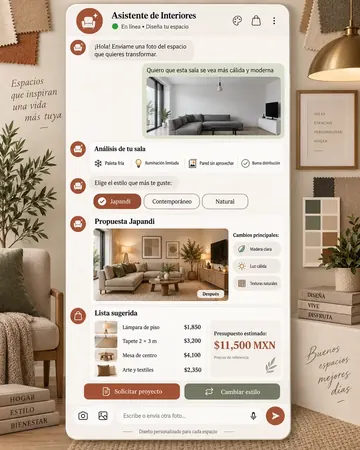 Pantalla del asistente de diseño de interiores