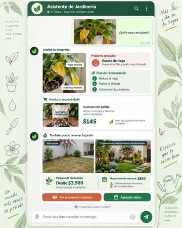 Pantalla del asistente de jardinería