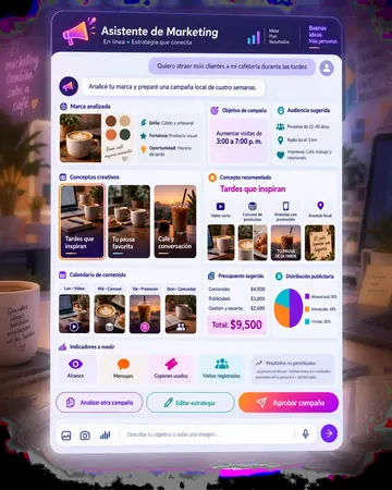 Pantalla del asistente de agencias de marketing