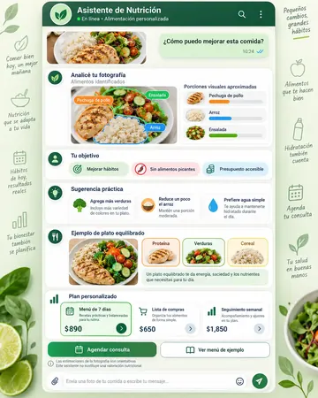 Pantalla del asistente de consultorios de nutrición