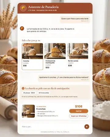 Pantalla del asistente de panaderías