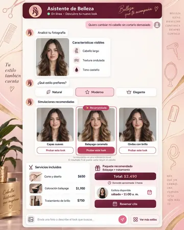 Pantalla del asistente de salones de belleza