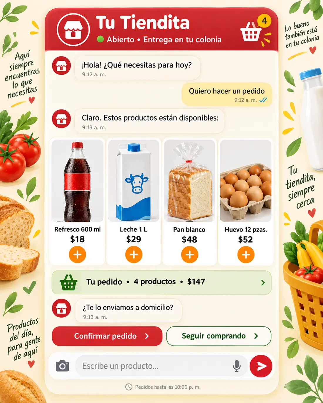 Pantalla del asistente de tiendas de abarrotes
