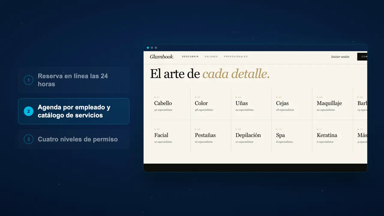 Pantalla de GlamBook