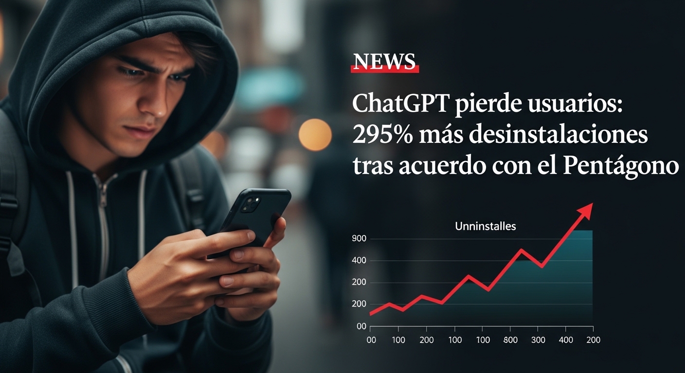 ChatGPT pierde usuarios: 295% más desinstalaciones tras acuerdo con el Pentágono