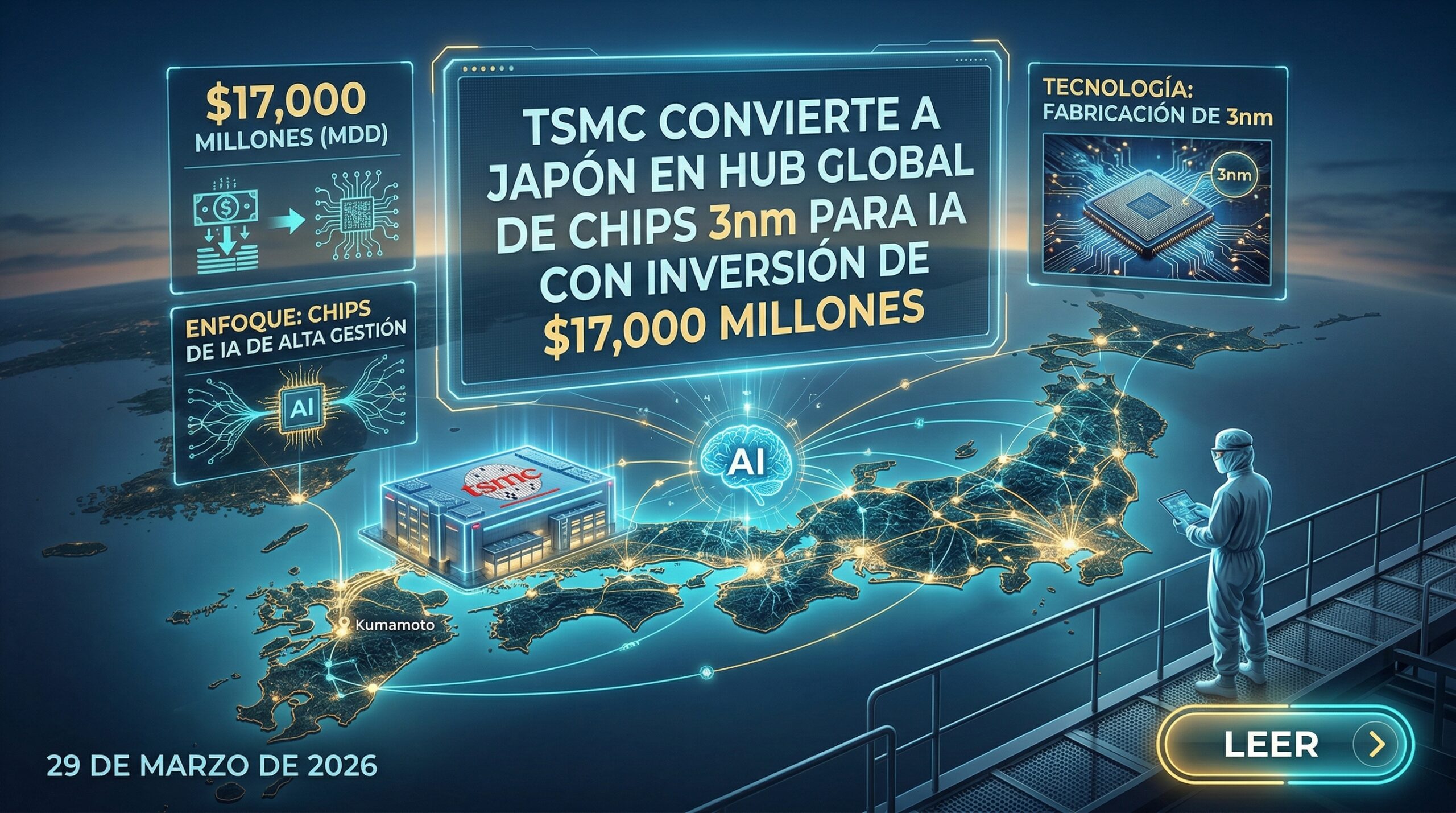 TSMC convierte a Japón en hub global de chips 3nm para IA con inversión de $17,000 millones