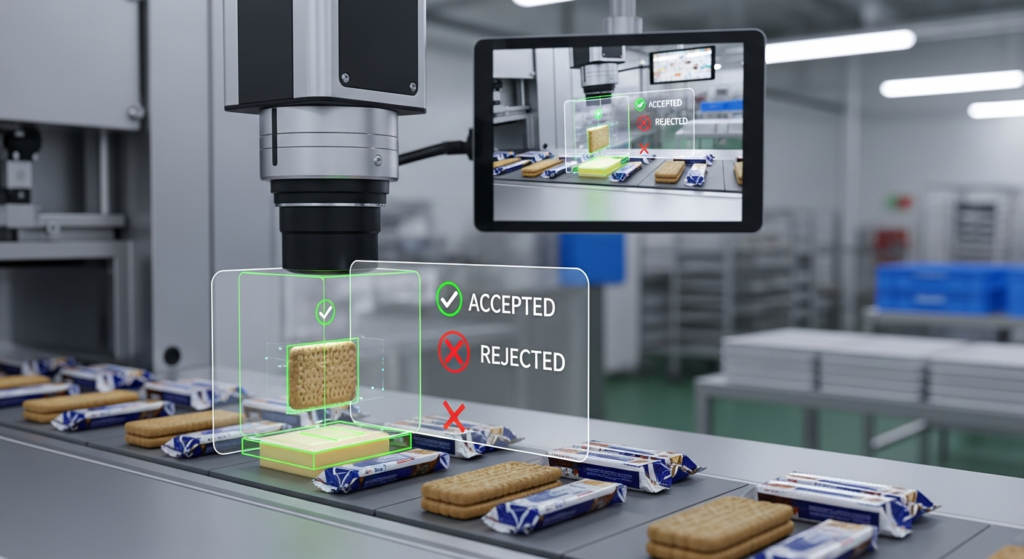 Sistema de control de calidad con inteligencia artificial en línea de producción de alimentos