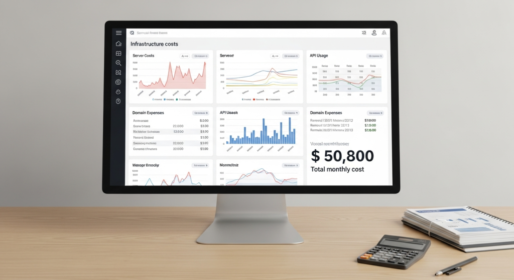 Dashboard financiero mostrando costos reales de mantener un ecosistema de aplicaciones en produccion
