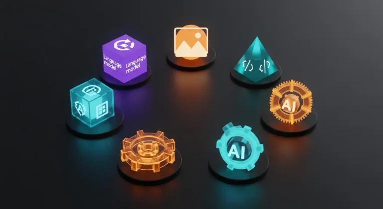 Workshop tecnológico del futuro con brazos robóticos inteligentes y diseños holográficos proyectados