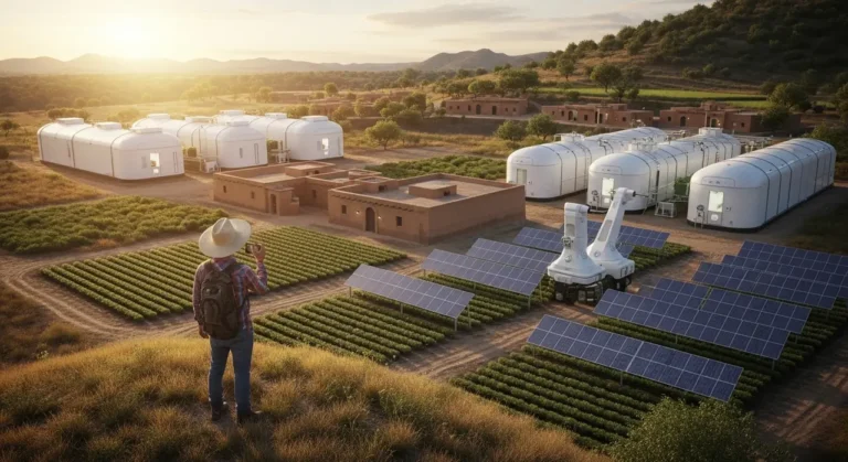 Planta monitoreada por sensores de IA con raíces mostrando red neuronal dorada bajo la tierra en agricultura de precisión