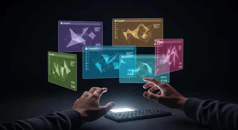 Tecnología de inteligencia artificial avanzada visualizada con elementos digitales y flujos de información