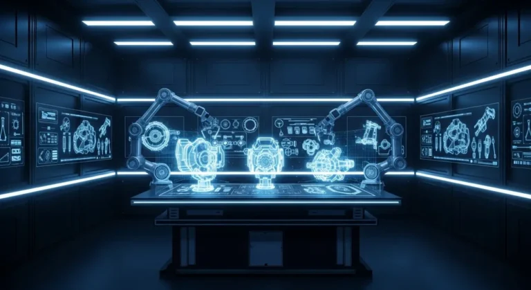 Tecnología de inteligencia artificial avanzada visualizada con elementos digitales y flujos de información