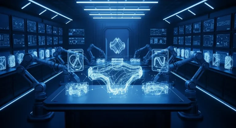 Tecnología de inteligencia artificial avanzada visualizada con elementos digitales y flujos de información