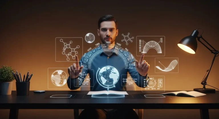 Tecnología de inteligencia artificial avanzada visualizada con elementos digitales y flujos de información