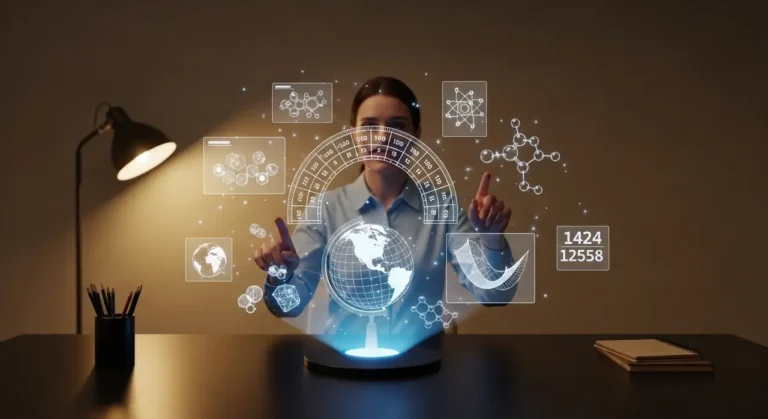 Representación conceptual de inteligencia artificial con elementos tecnológicos y datos digitales sobre fondo oscuro