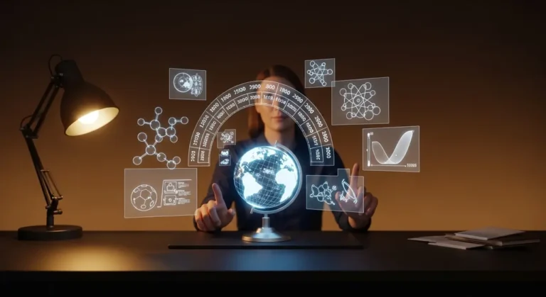 Tecnología de inteligencia artificial avanzada visualizada con elementos digitales y flujos de información