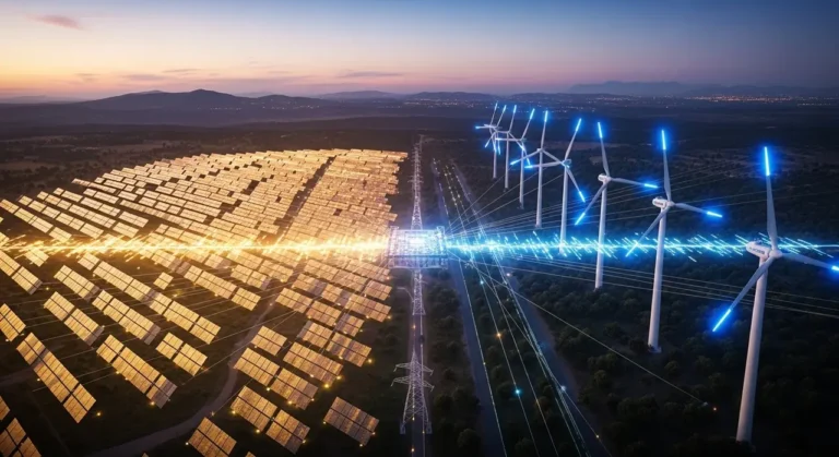 Aérea render energía paisaje atardecer inteligencia artificial