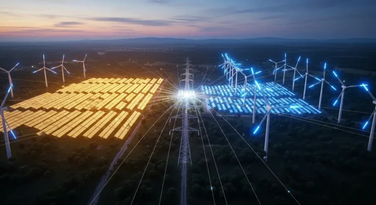 Aérea render energía paisaje atardecer inteligencia artificial