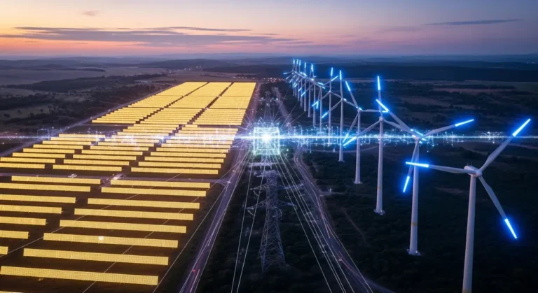 Aérea render energía paisaje atardecer inteligencia artificial