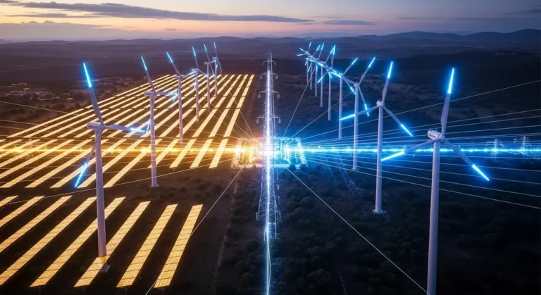 Aérea render energía paisaje atardecer inteligencia artificial