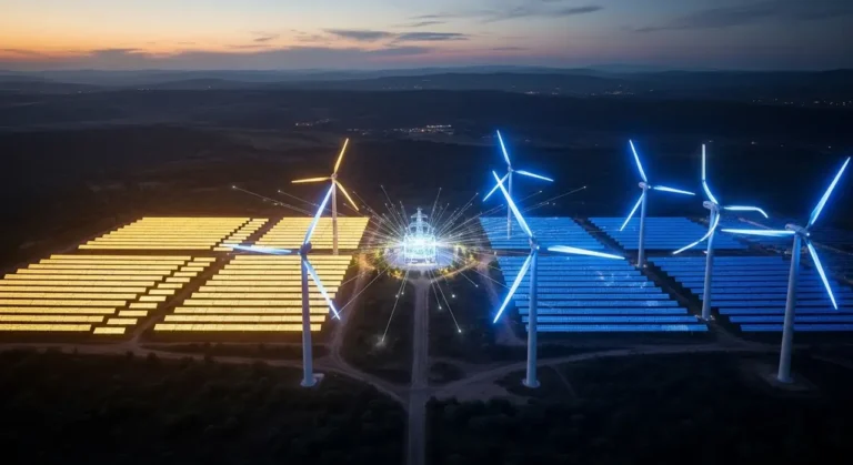 Aérea render híbrido energía energía renovable