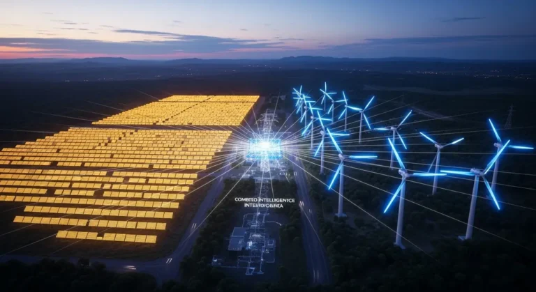 Aérea render híbrido energía energía renovable
