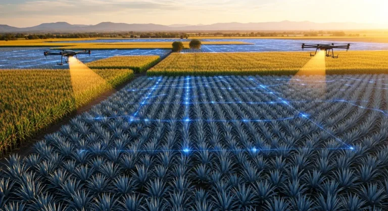 Aérea render mexicano campo agrícola agricultura inteligente