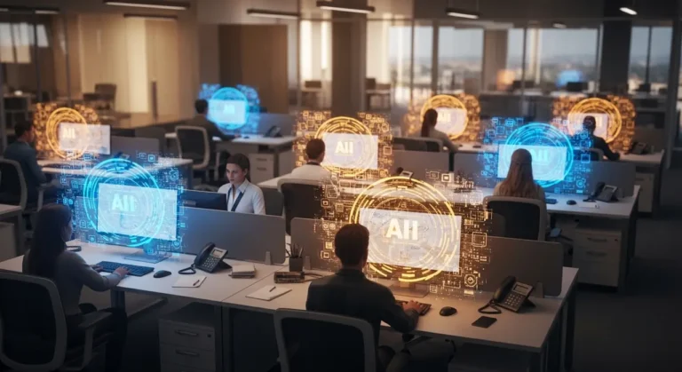 Holograma oficina oficina del futuro
