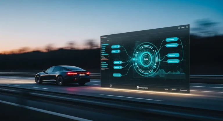 Tecnología de inteligencia artificial avanzada visualizada con elementos digitales y flujos de información