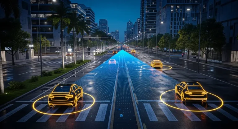 Autónomo vehículo navegando automatización industrial