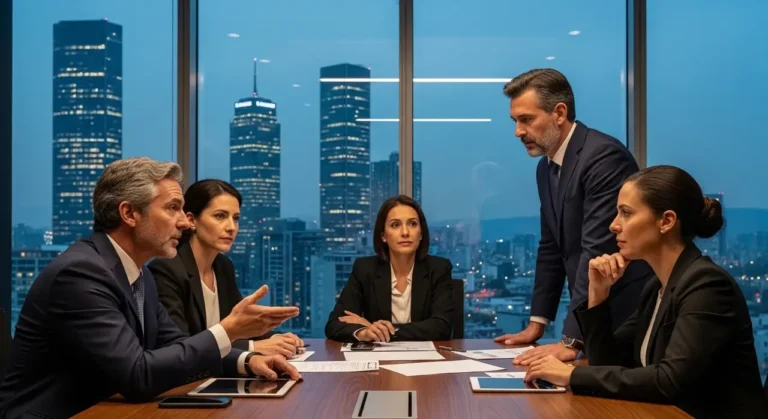 Negocios ejecutivos discutiendo inteligencia artificial