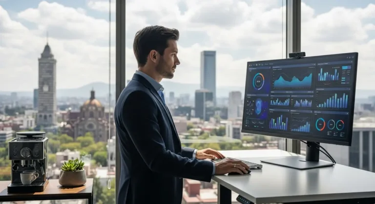 Executive revisando dashboard inteligencia artificial