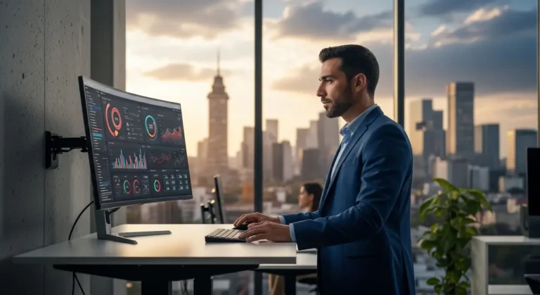 Executive revisando dashboard inteligencia artificial