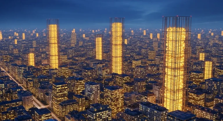 Futurista ciudad noche ciudad inteligente