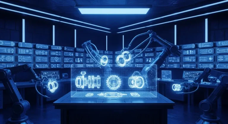 Futurista taller robótico automatización industrial