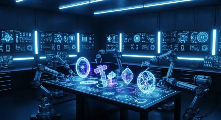 Futurista taller robótico automatización industrial